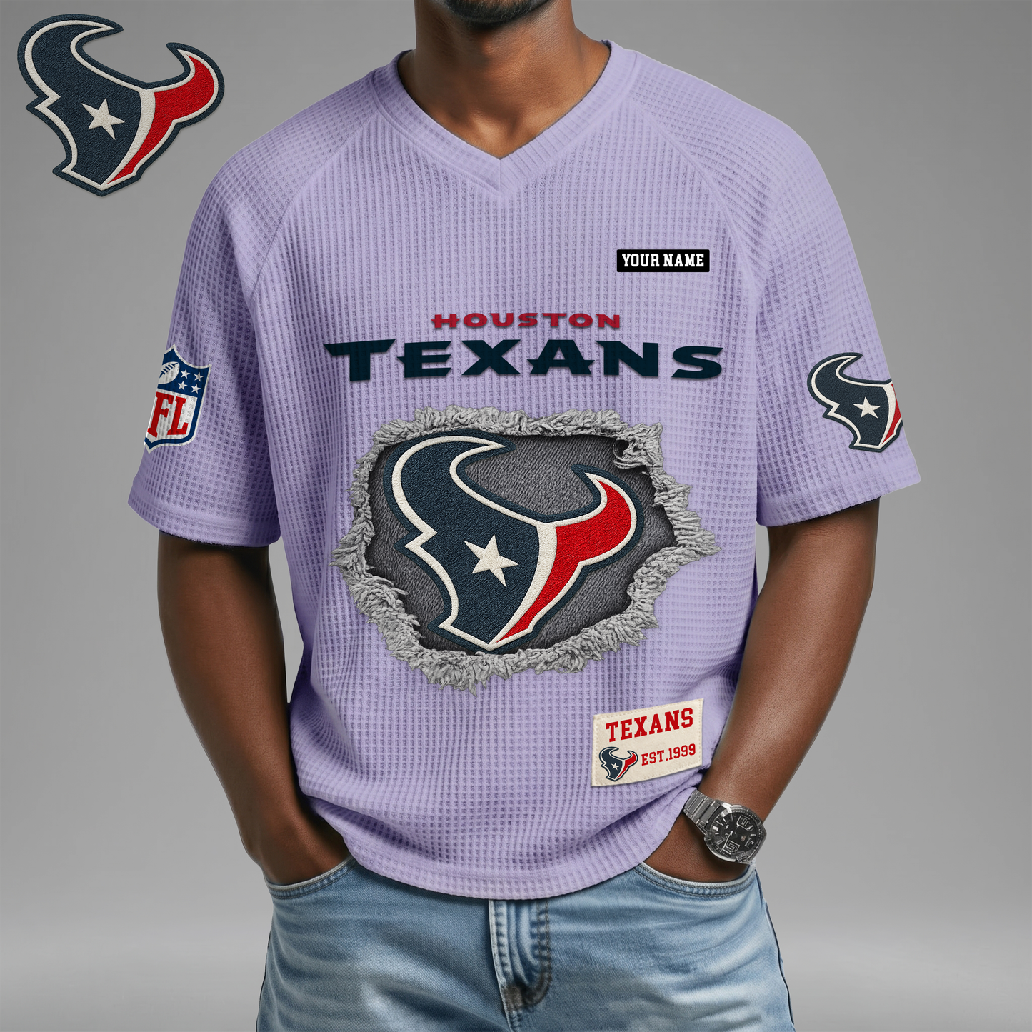 PREMIUM NFL X HT Game Day Waffle V-neck T-shirt 110626