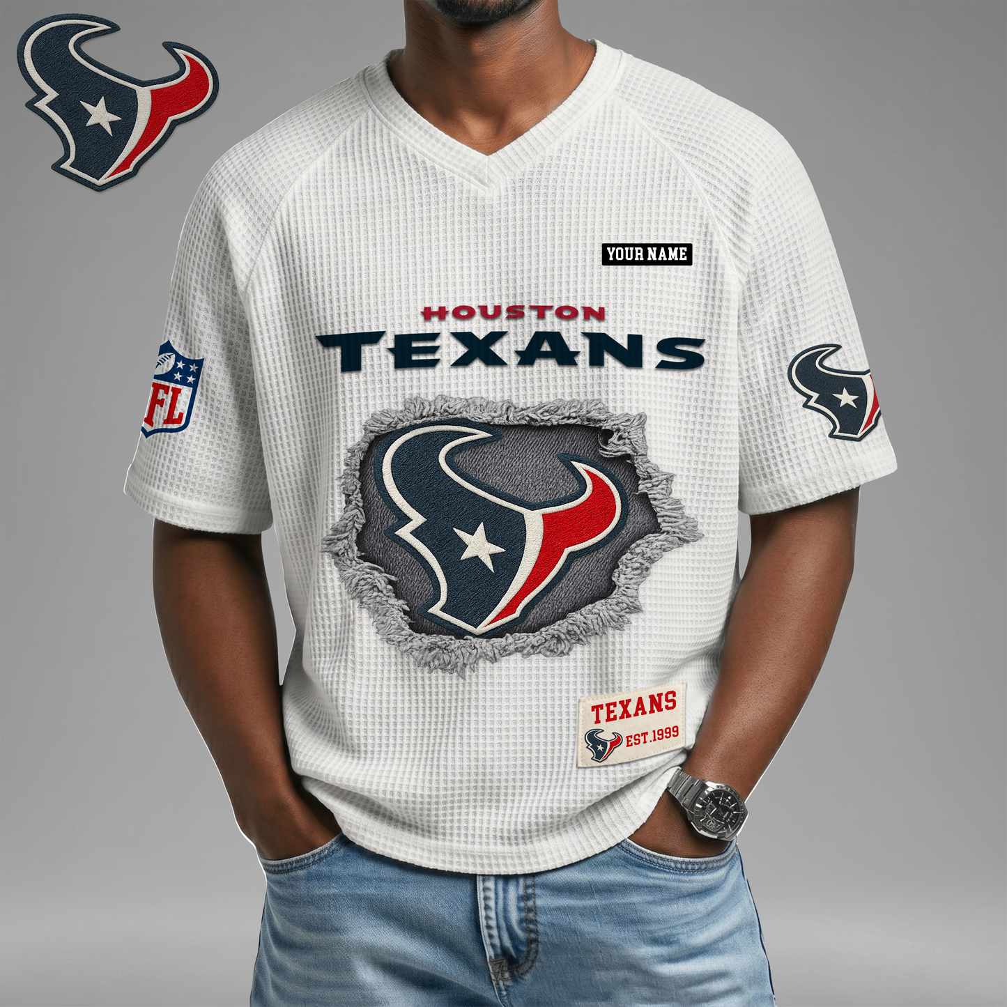 PREMIUM NFL X HT Game Day Waffle V-neck T-shirt 110626