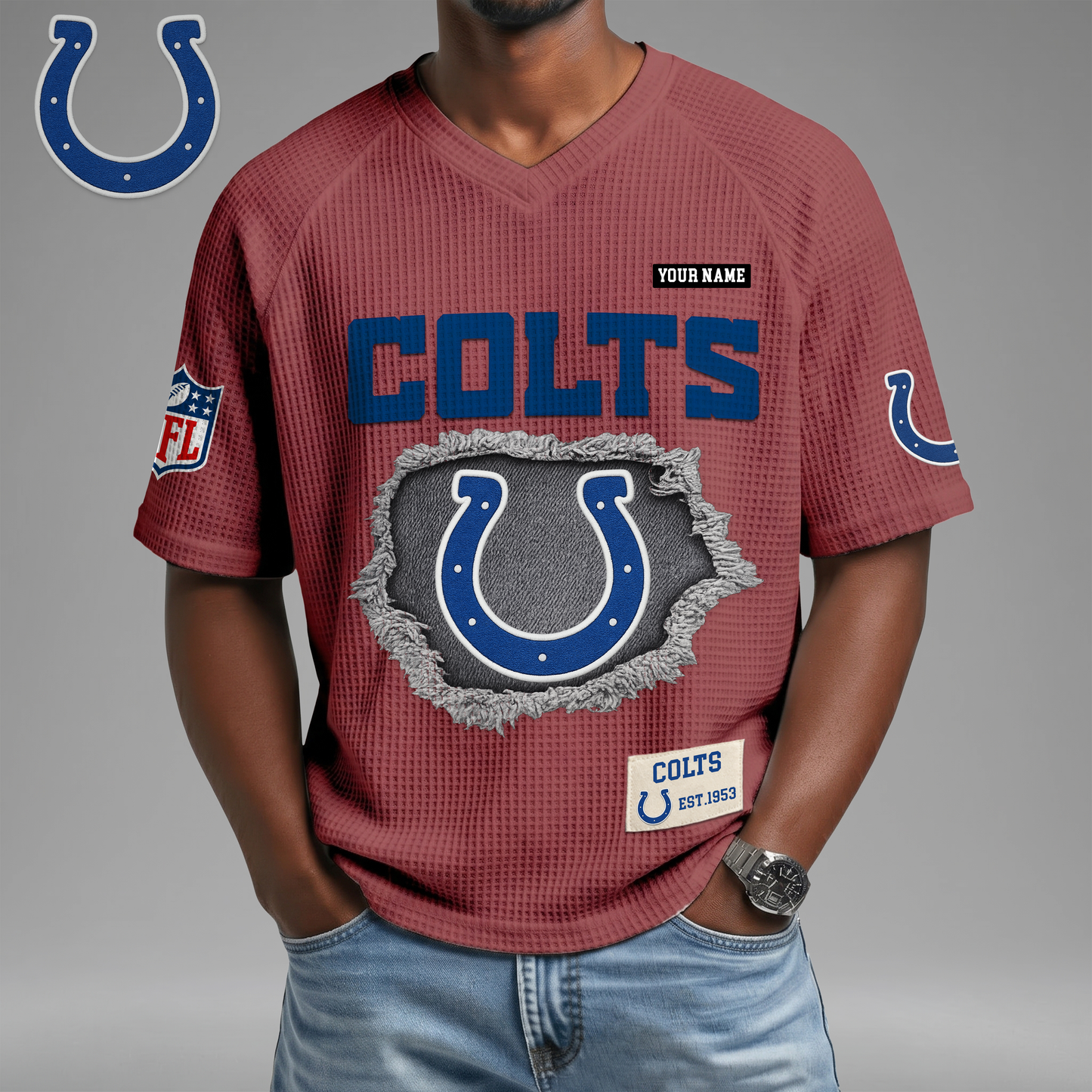 PREMIUM NFL X IC Game Day Waffle V-neck T-shirt 110626