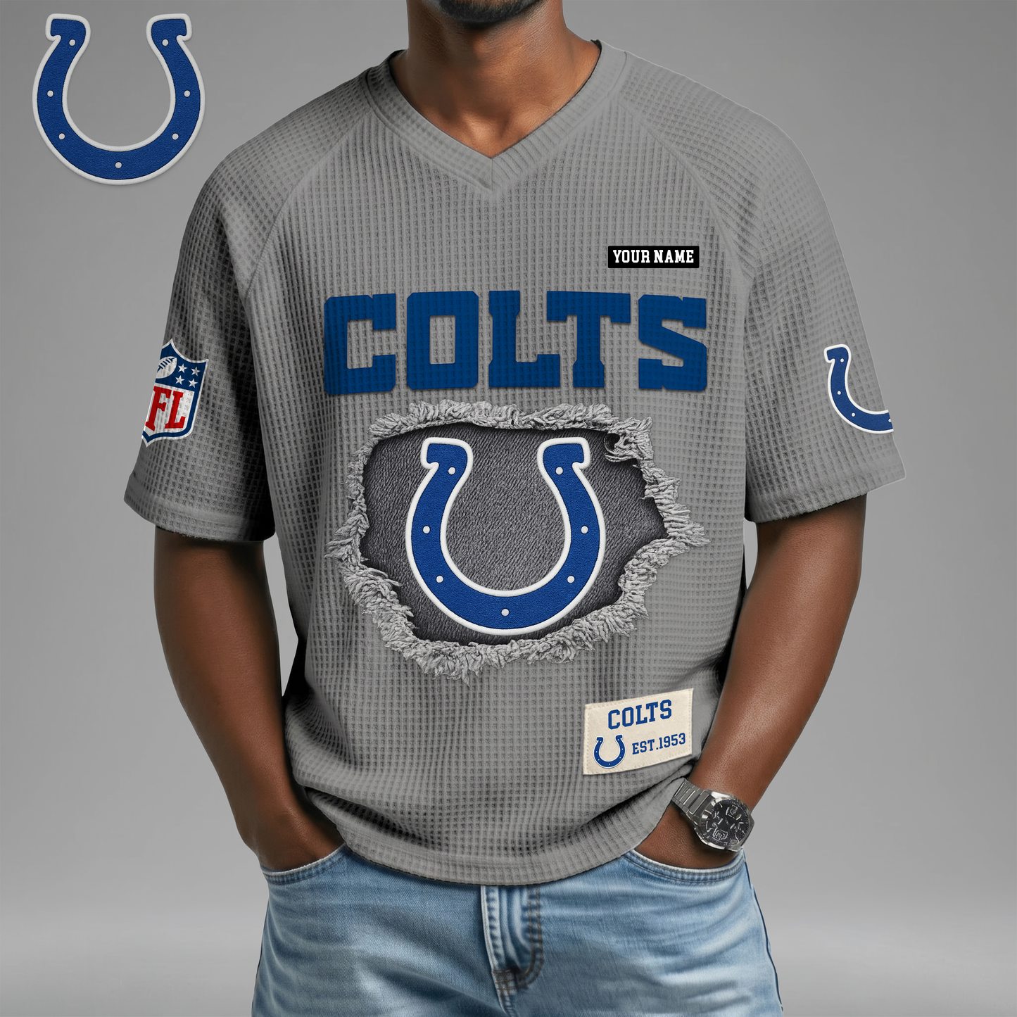 PREMIUM NFL X IC Game Day Waffle V-neck T-shirt 110626