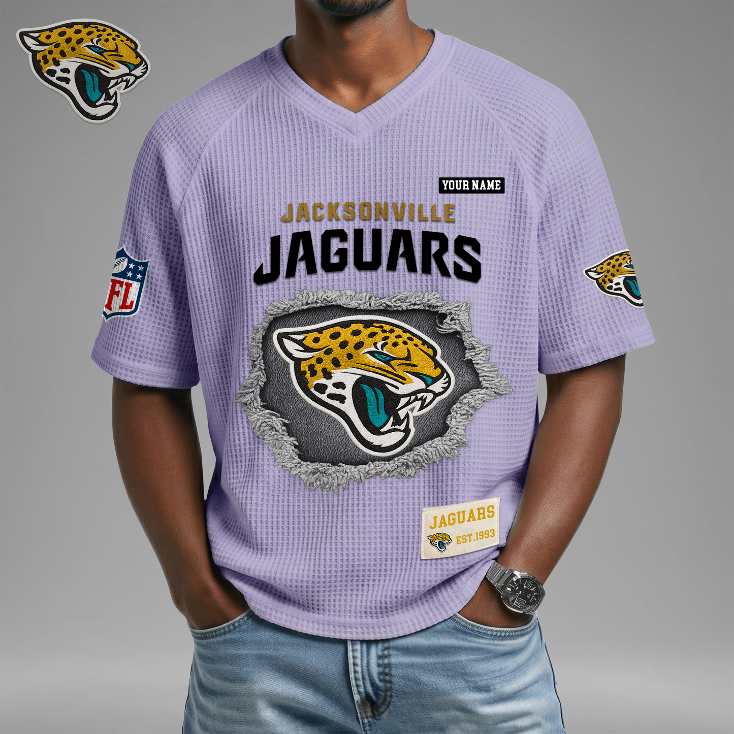PREMIUM NFL X JJ Game Day Waffle V-neck T-shirt 110626