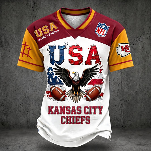 PREMIUM NFL X KC 250TH anniversary LUXURY V-Neck T- Shirt 130626