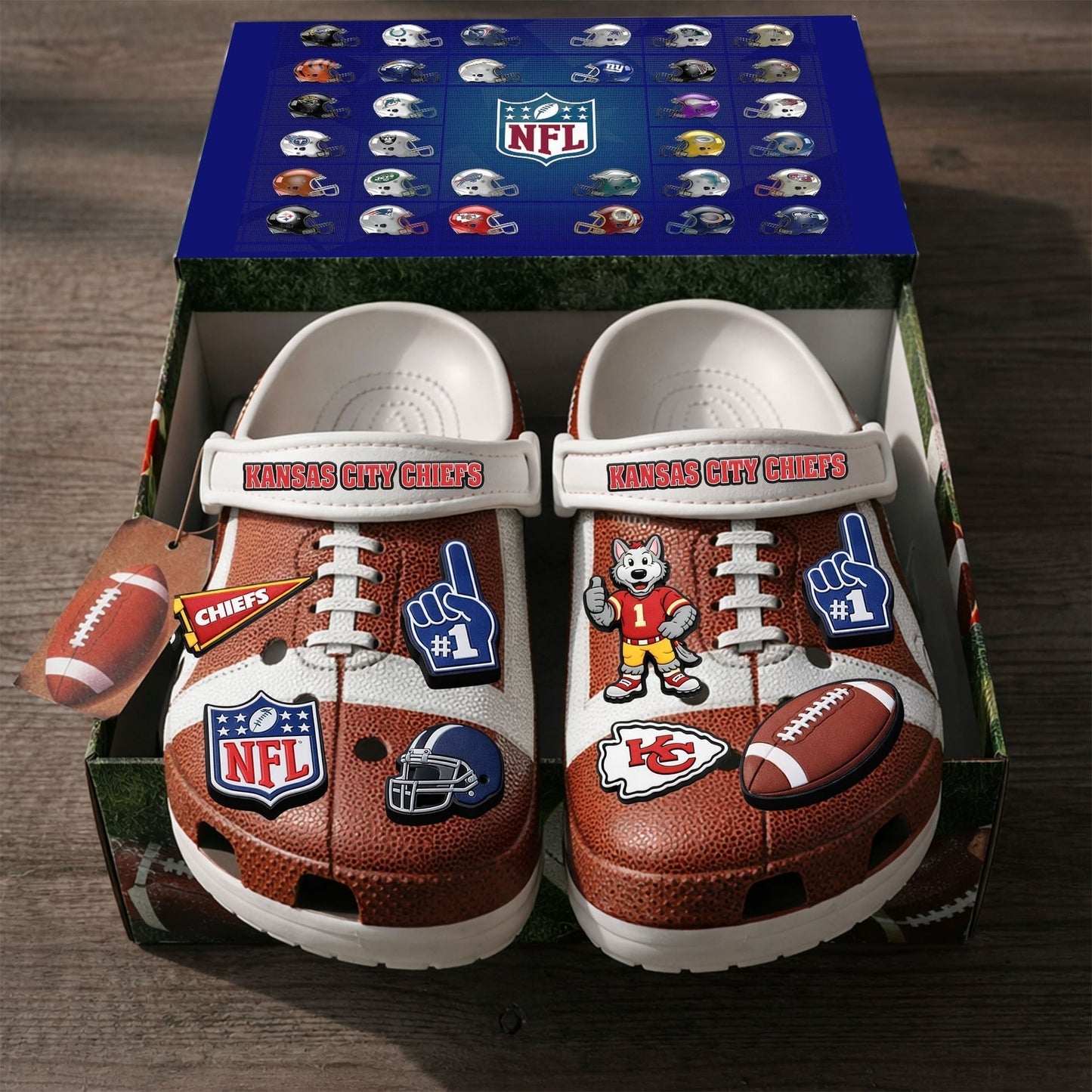 PREMIUM NFL X KC CLOGS WITH CHARMS NDT NHM