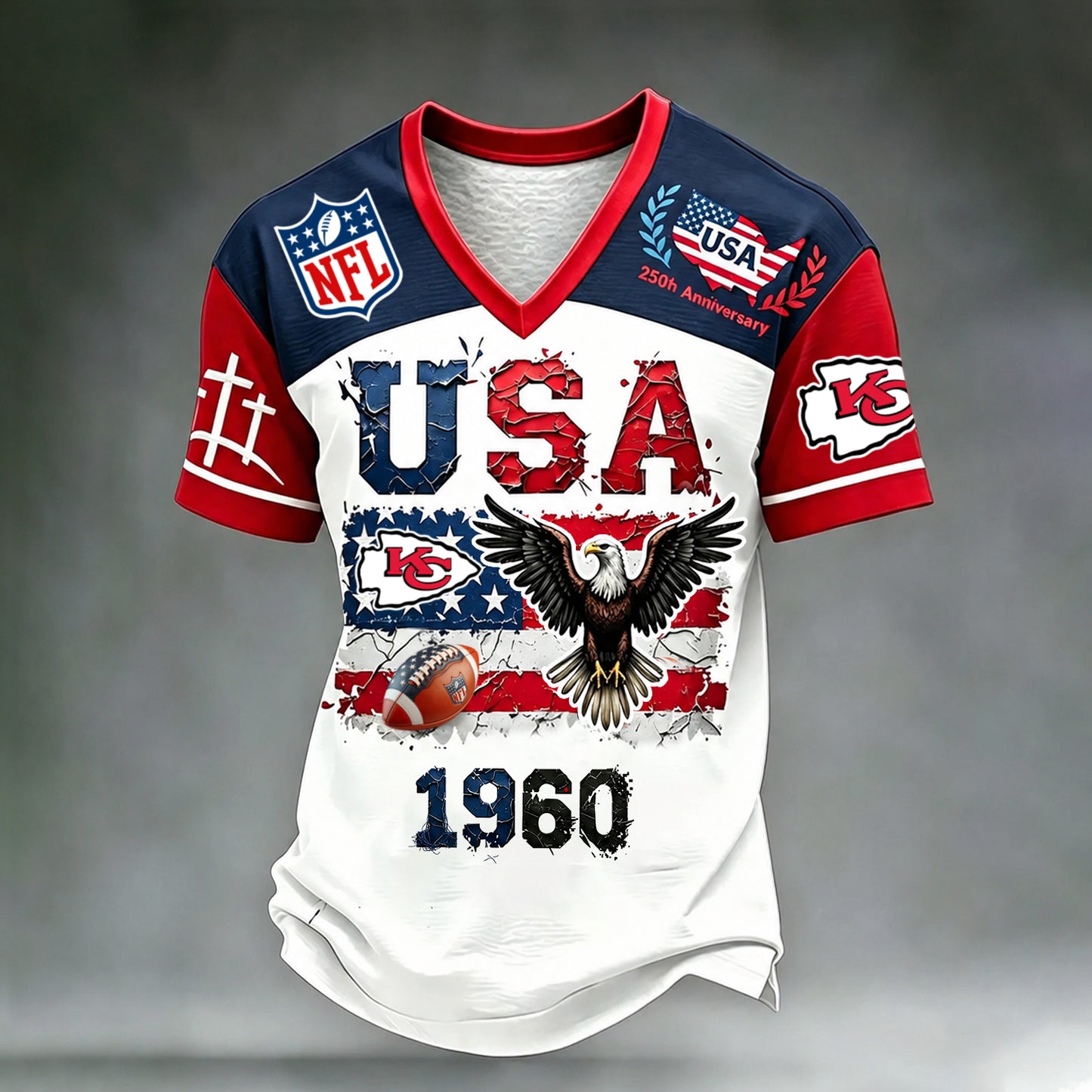 PREMIUM NFL X KC LUXURY V-Neck T- Shirt V3 130626