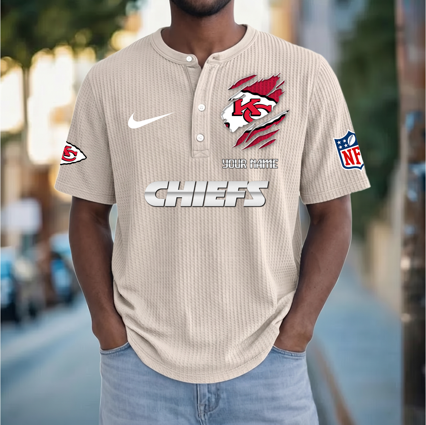PREMIUM NFL  X  KCC Crew neck button Henry Shirt Limited Editions NDT VHM 230426