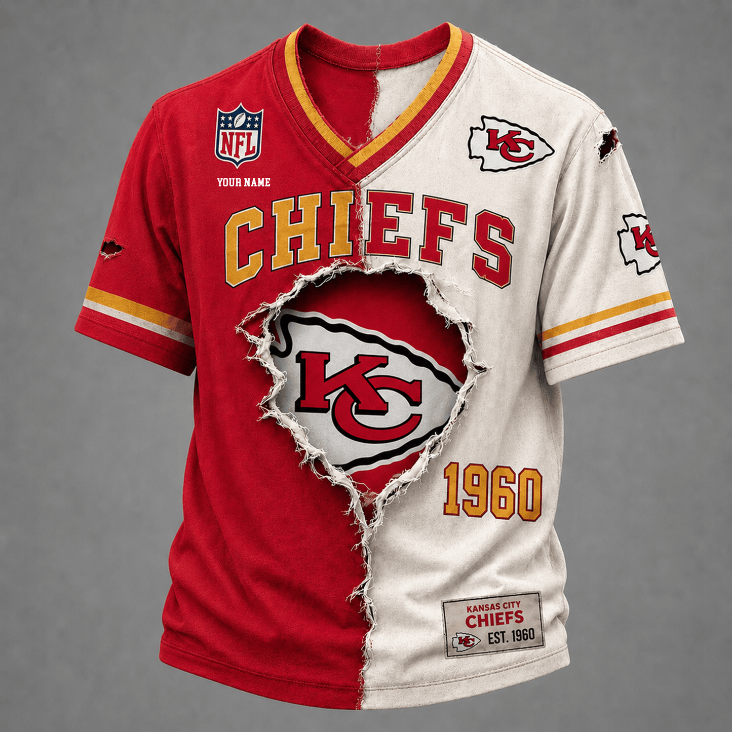 PREMIUM NFL X KCC GAME DAY  V-Neck T Shirt FOR SUMMER HOLIDAY NDT VHM 050626