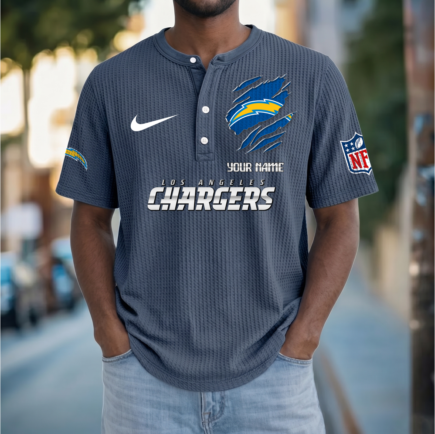 PREMIUM NFL  X  LAC Crew neck button Henry Shirt Limited Editions NDT VHM 230426