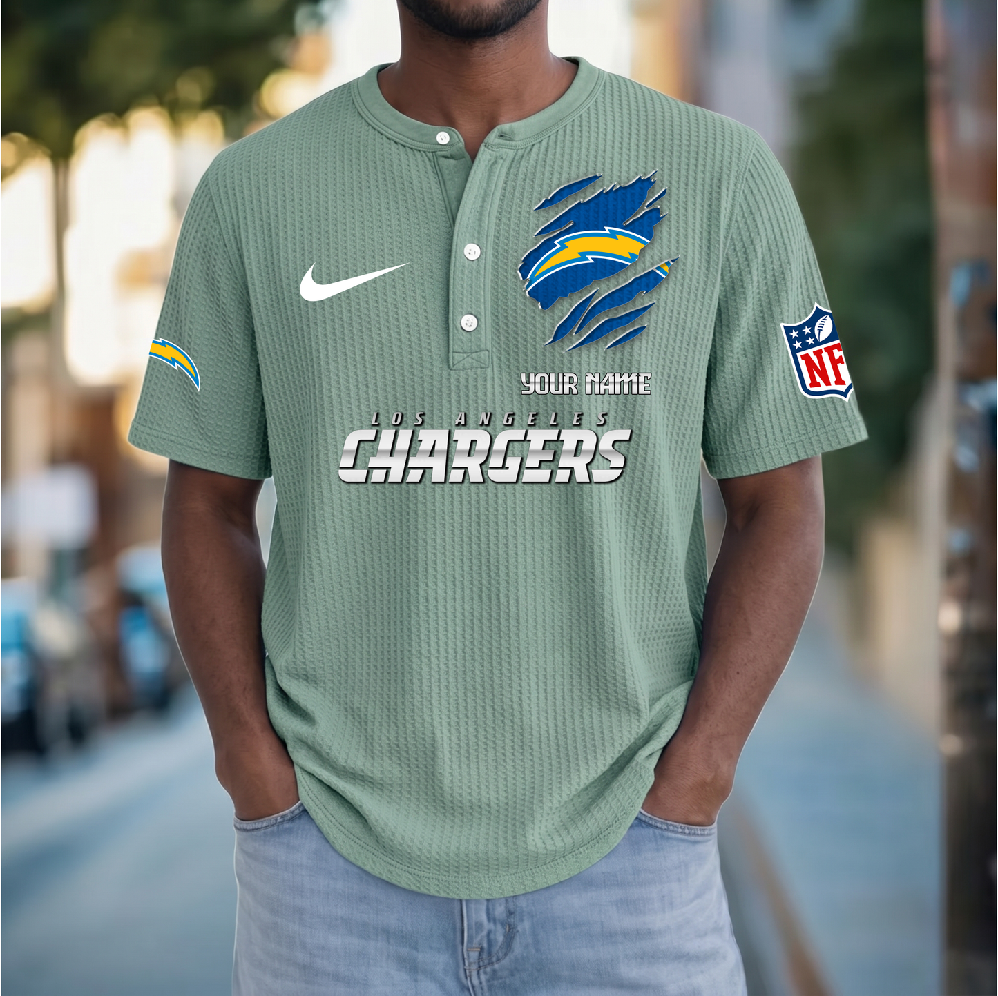 PREMIUM NFL  X  LAC Crew neck button Henry Shirt Limited Editions NDT VHM 230426
