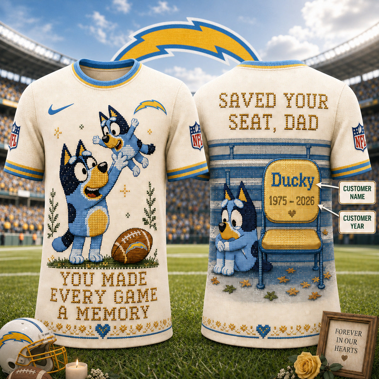 PREMIUM NFL X LAC Custom Premium NFL 3D Faux-Stitch Dad Memorial Shirt NDT NTN 220526