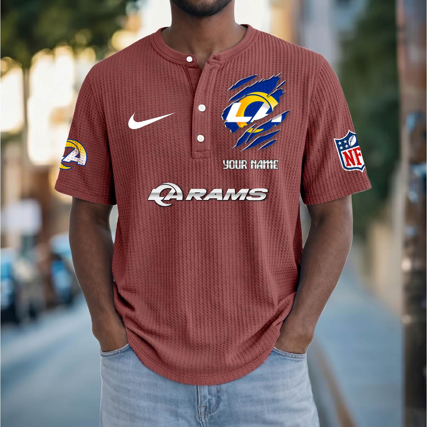 PREMIUM NFL  X  LAR Crew neck button Henry Shirt Limited Editions NDT VHM 230426