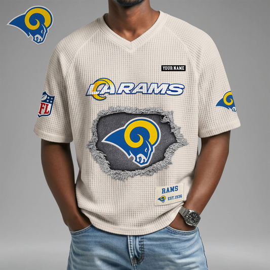 PREMIUM NFL X LAR Game Day Waffle V-neck T-shirt 110626