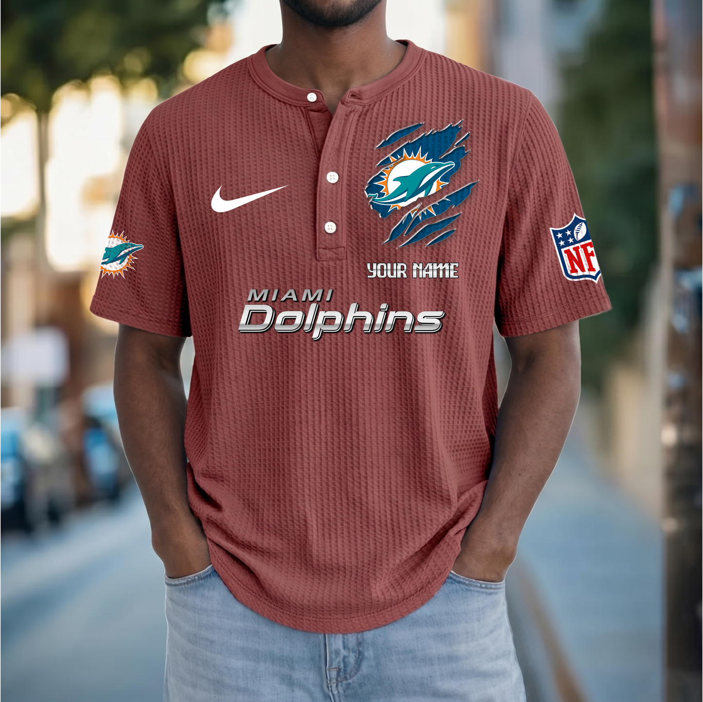 PREMIUM NFL  X  MD Crew neck button Henry Shirt Limited Editions NDT VHM 230426