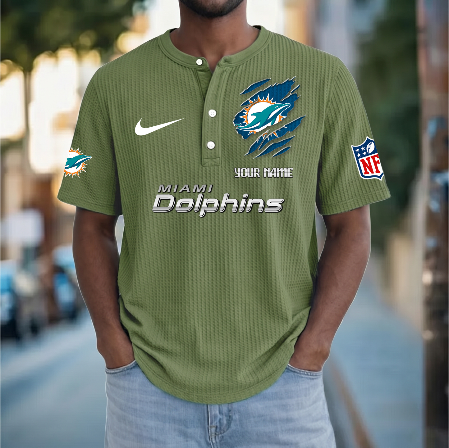 PREMIUM NFL  X  MD Crew neck button Henry Shirt Limited Editions NDT VHM 230426