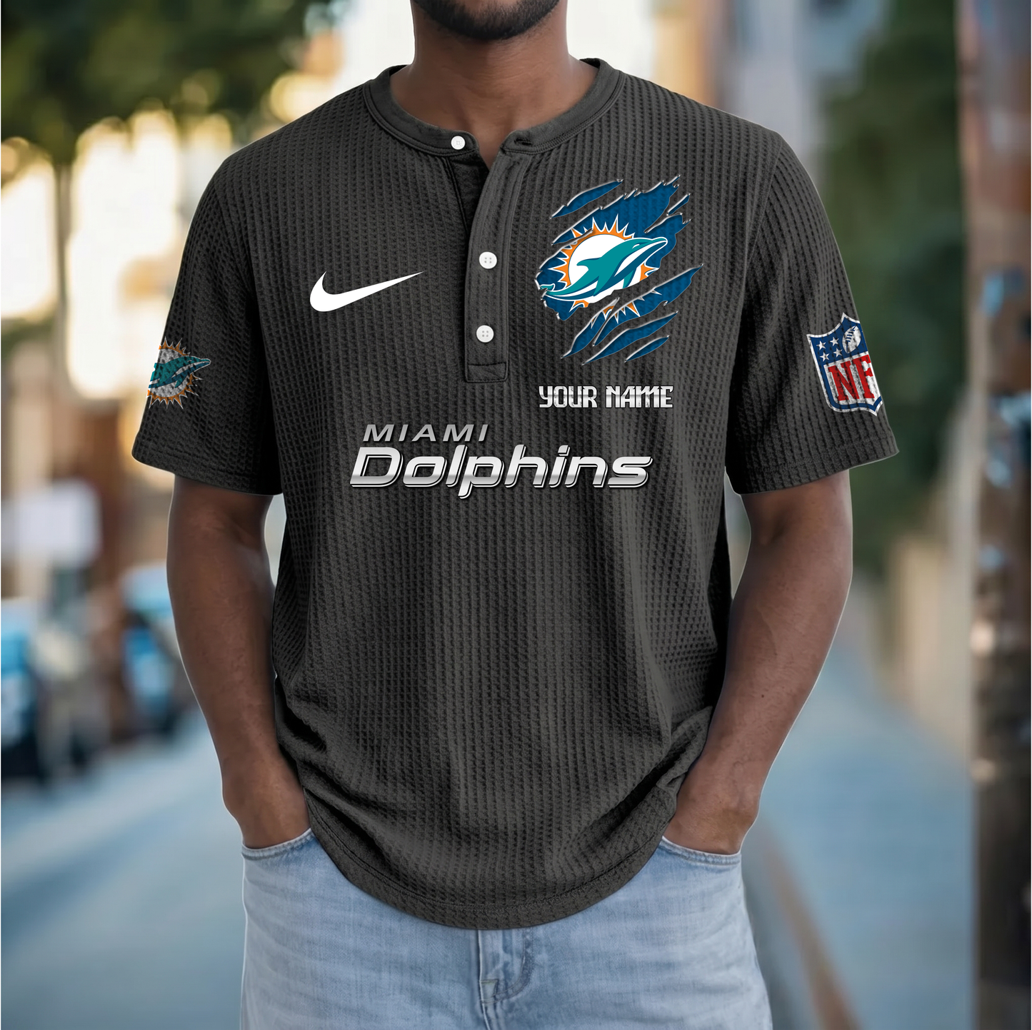 PREMIUM NFL  X  MD Crew neck button Henry Shirt Limited Editions NDT VHM 230426