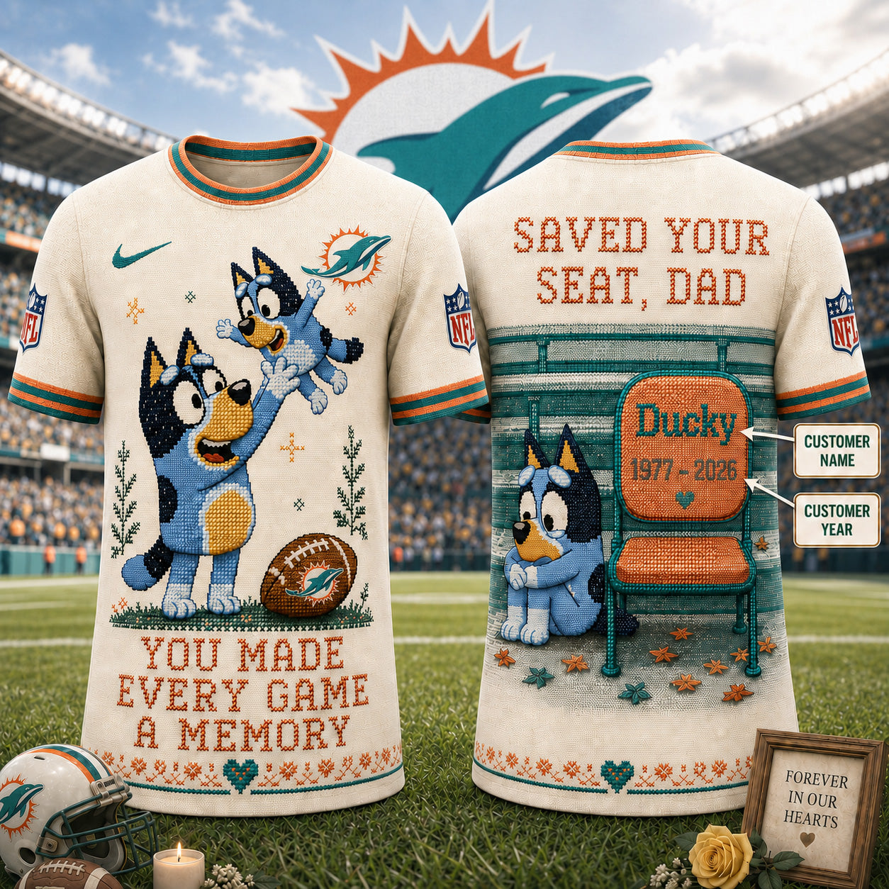 PREMIUM NFL X MD Custom Premium NFL 3D Faux-Stitch Dad Memorial Shirt NDT NTN 220526