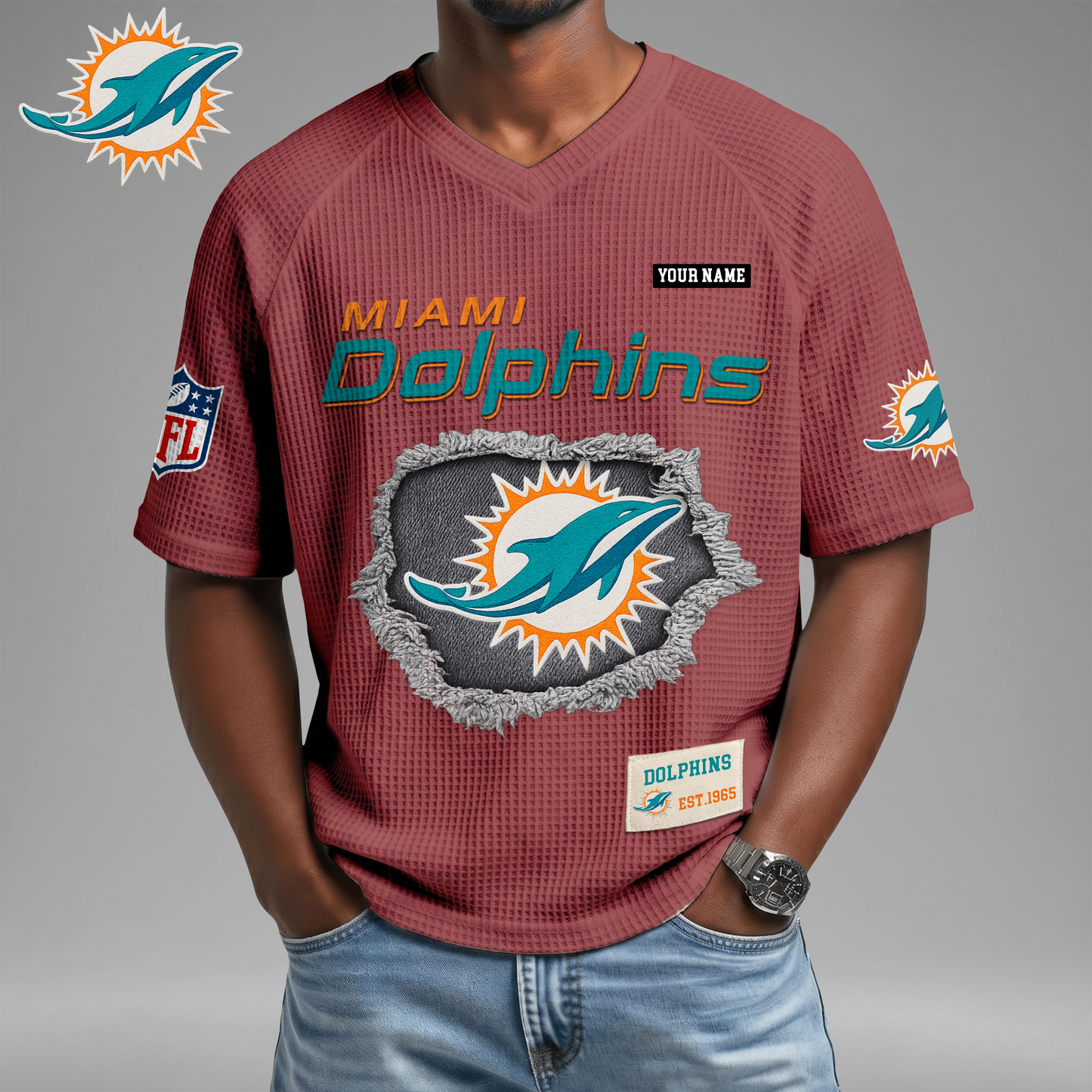 PREMIUM NFL X MD Game Day Waffle V-neck T-shirt 110626
