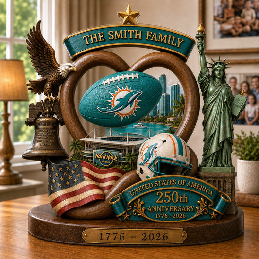 PREMIUM NFL X MIA Team Mix 250th Anniversary Acrylic Block Plaque Custom Name  120626
