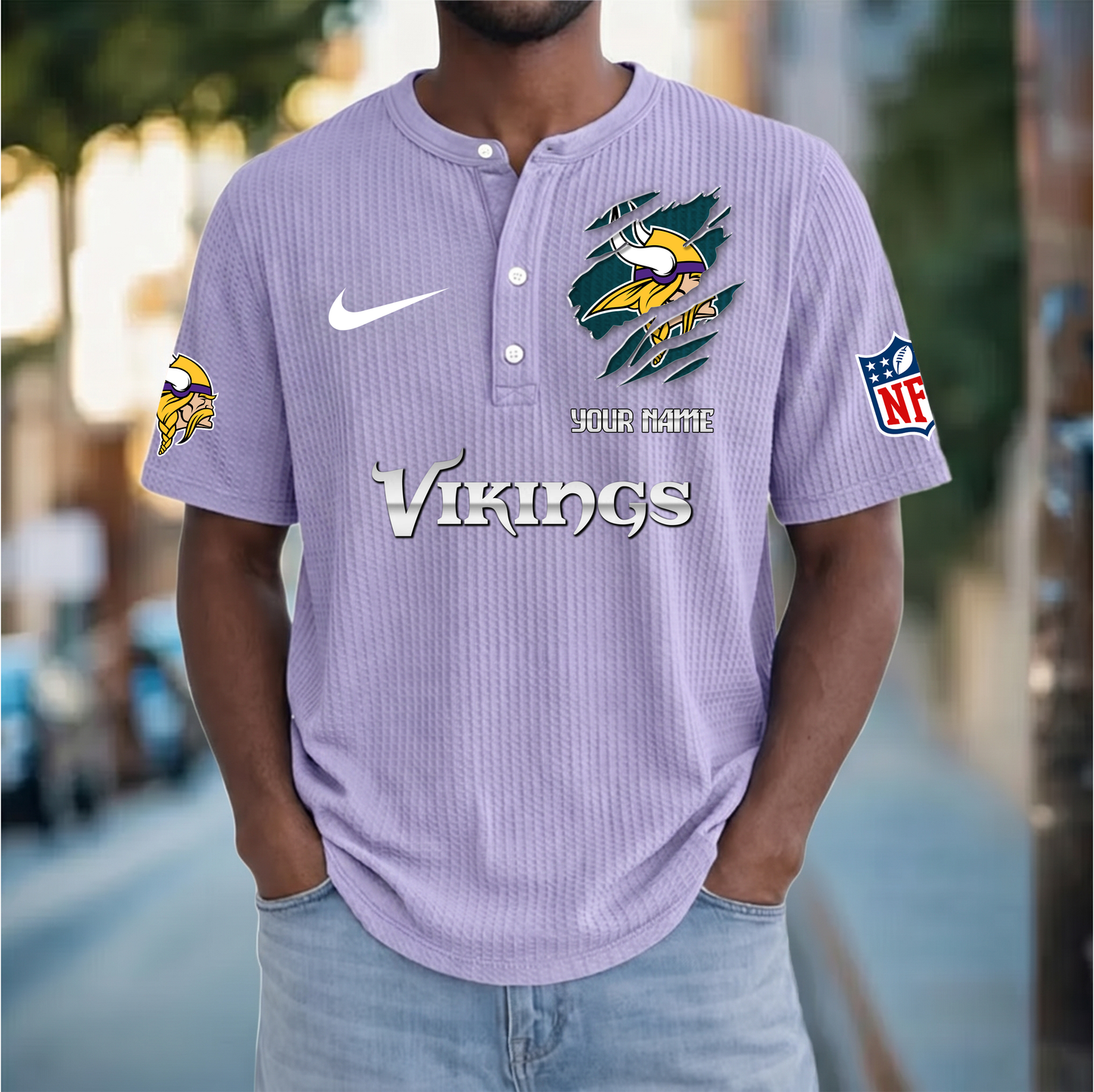 PREMIUM NFL  X  MV Crew neck button Henry Shirt Limited Editions NDT VHM 230426