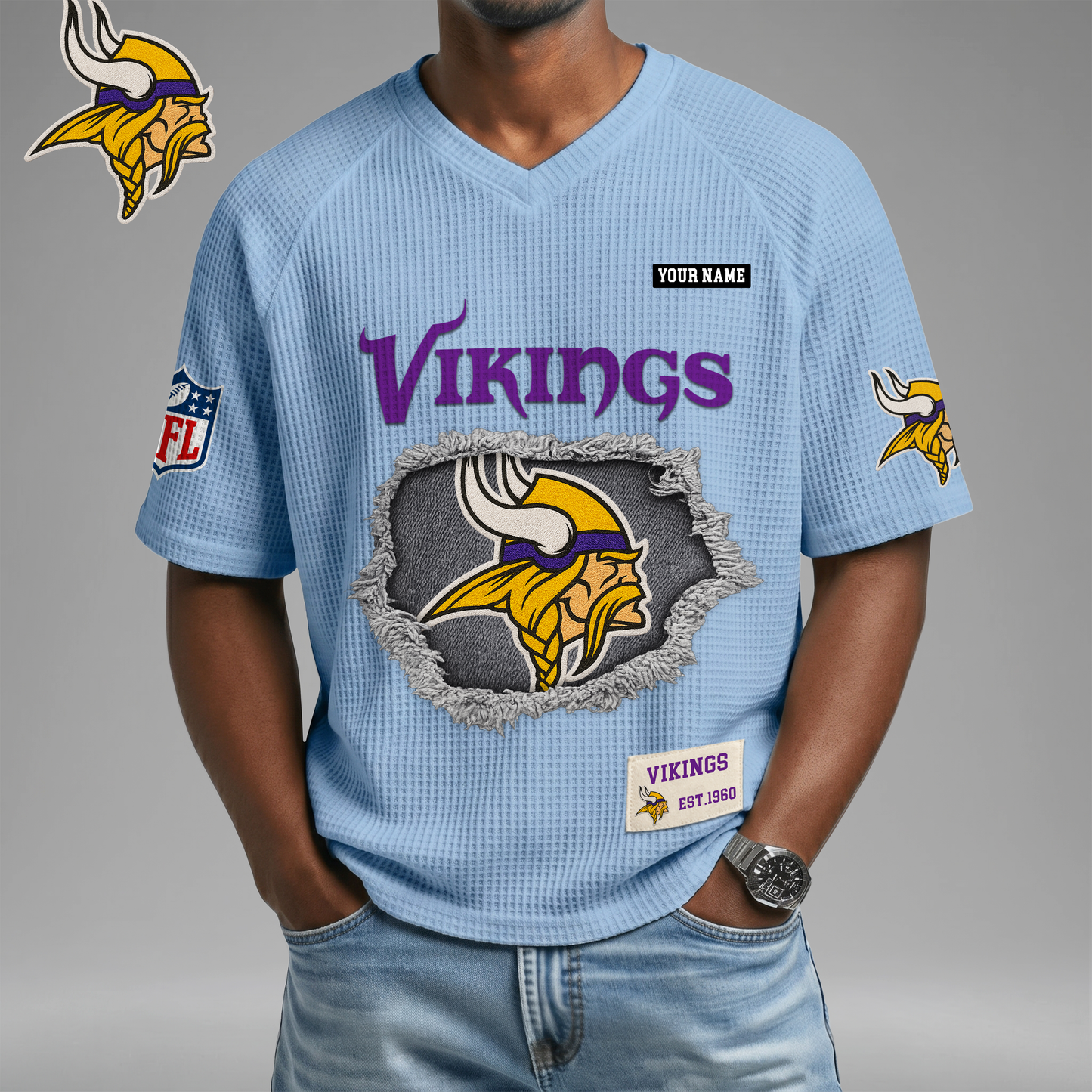 PREMIUM NFL X MV Game Day Waffle V-neck T-shirt 110626