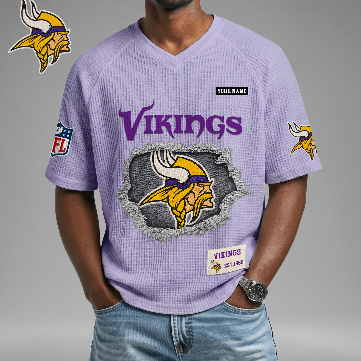 PREMIUM NFL X MV Game Day Waffle V-neck T-shirt 110626