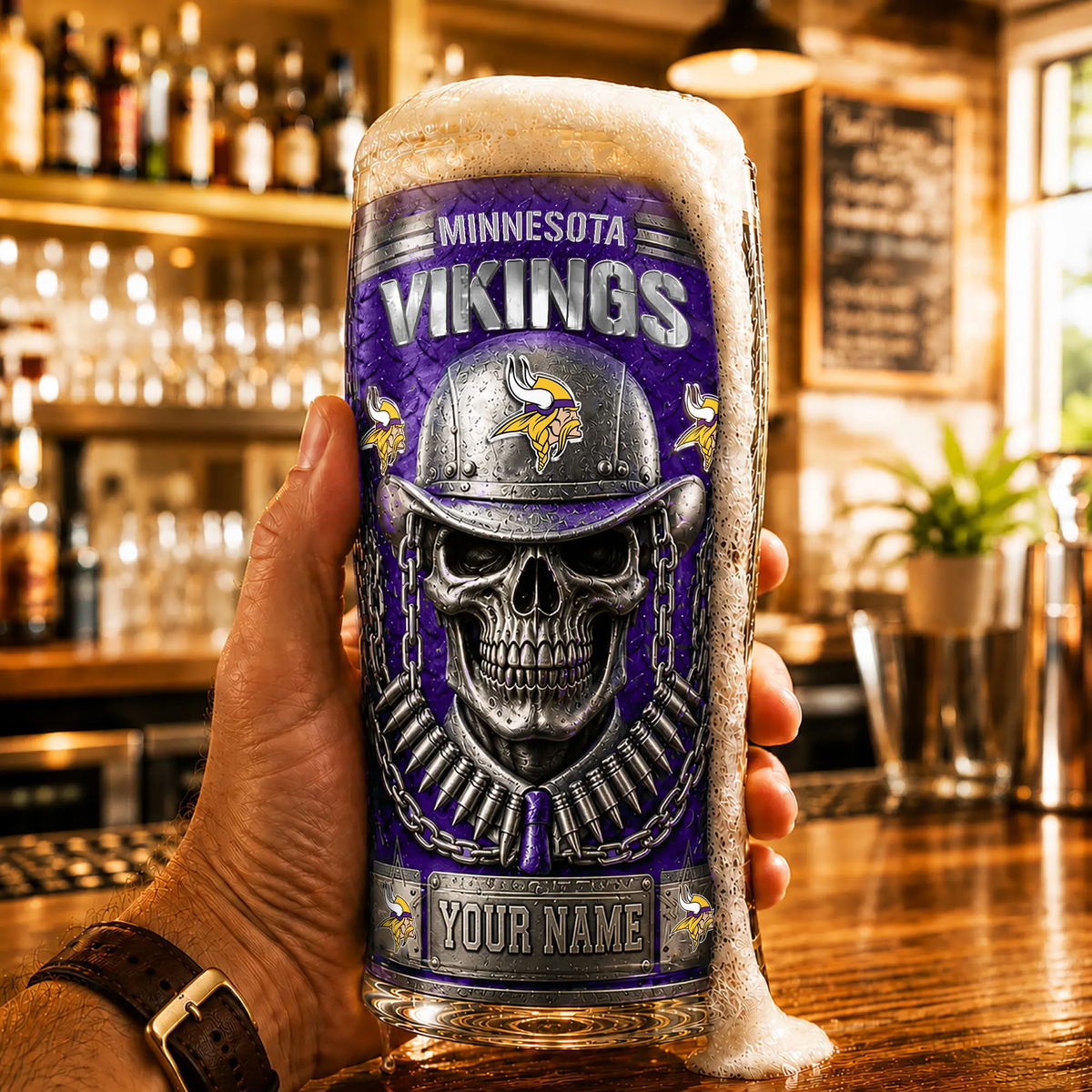 PREMIUM NFL X MW Beer Glass Custom Name Gifts For Fan NDT VHM 020626