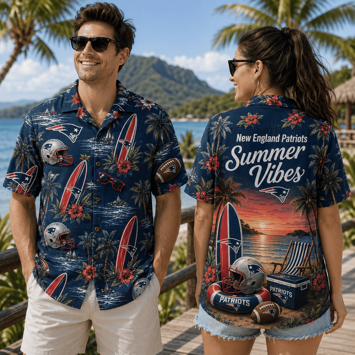 PREMIUM NFL X NE Summer Vibes Premium Hawaiian Shirt Limited Edition NDT NHM 100626