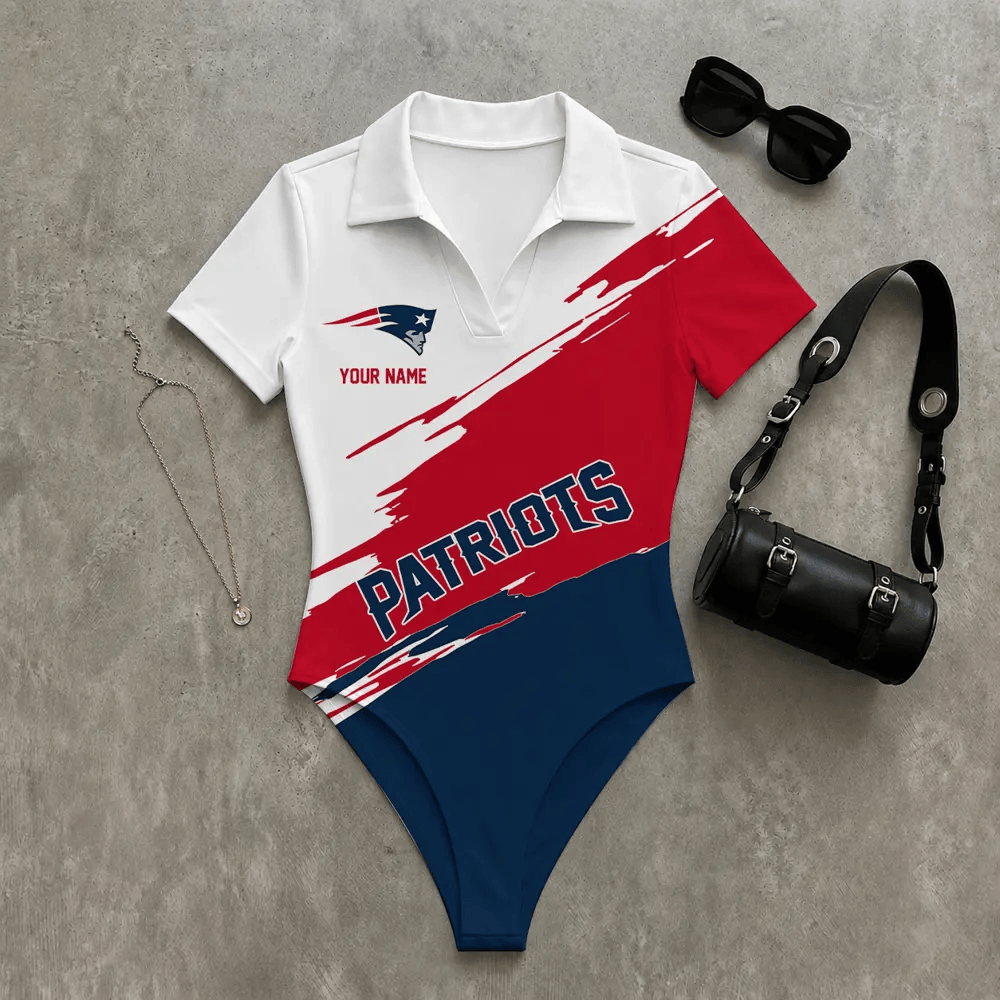 PREMIUM NFL X NE Women's Slim-Fit V-Neck Polo Bodysuit NDT LVH 270526