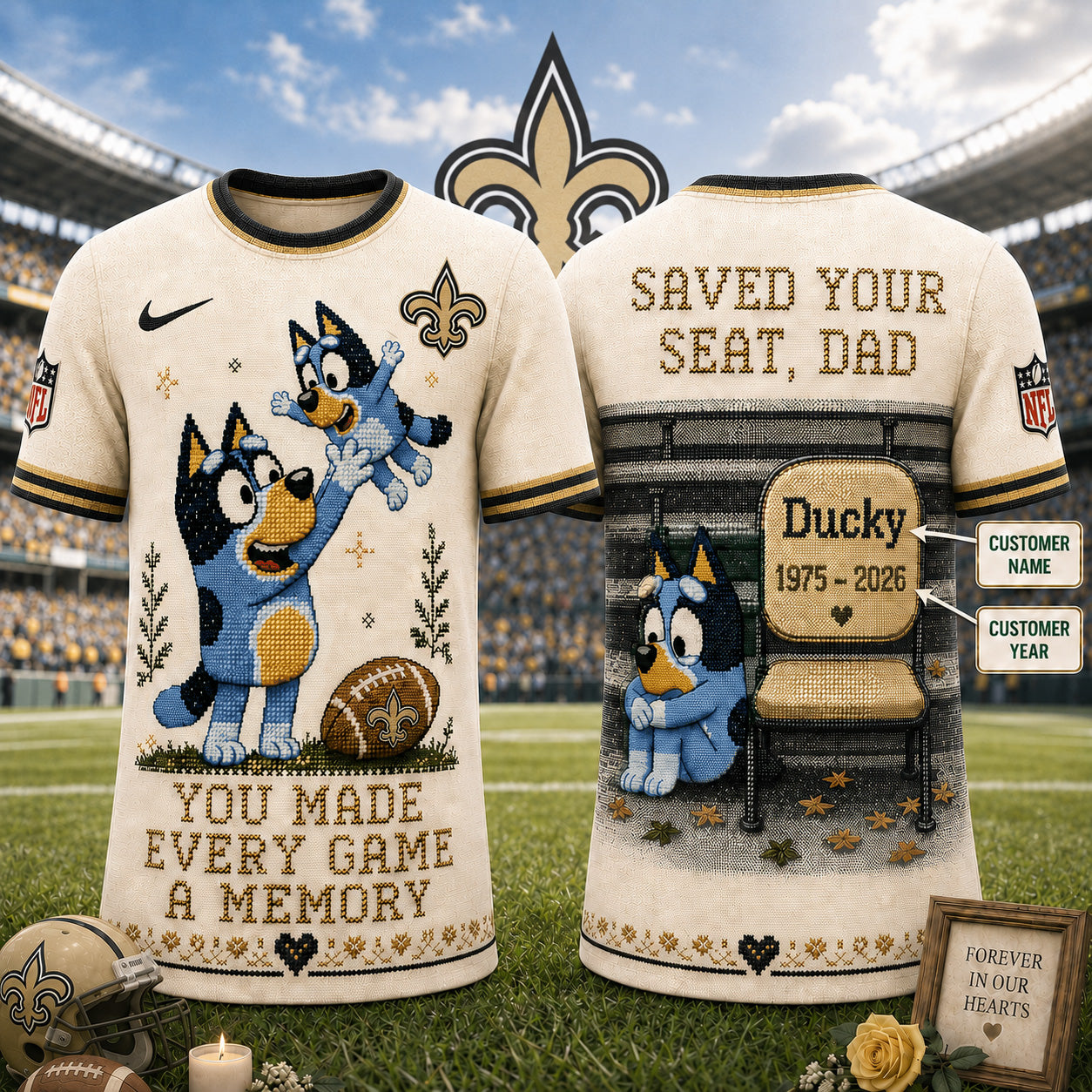 PREMIUM NFL X NOS Custom Premium NFL 3D Faux-Stitch Dad Memorial Shirt NDT NTN 220526