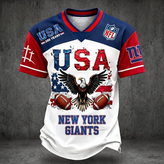 PREMIUM NFL X NYG 250TH anniversary LUXURY V-Neck T- Shirt 130626