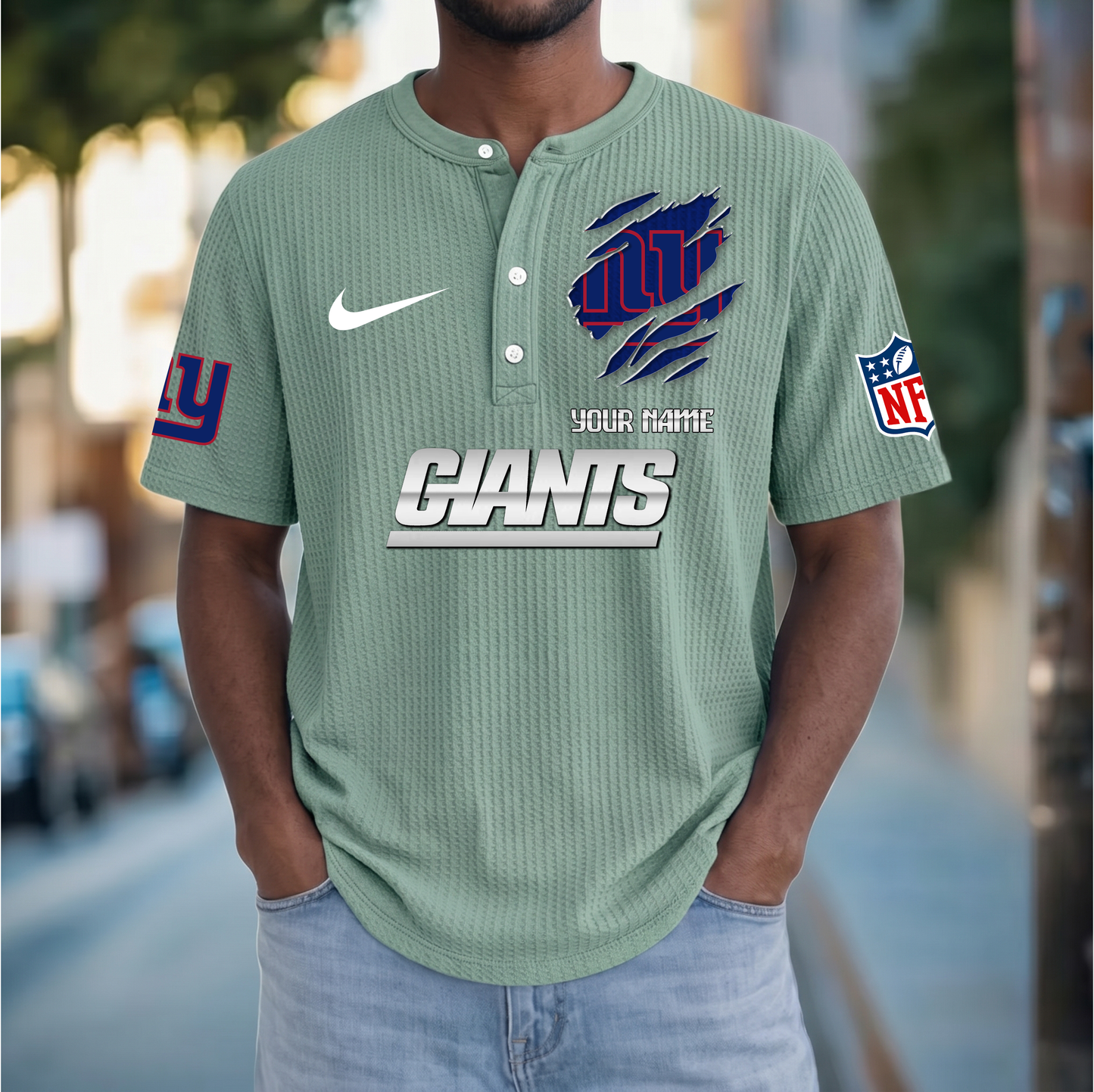 PREMIUM NFL  X  NYG Crew neck button Henry Shirt Limited Editions NDT VHM 230426