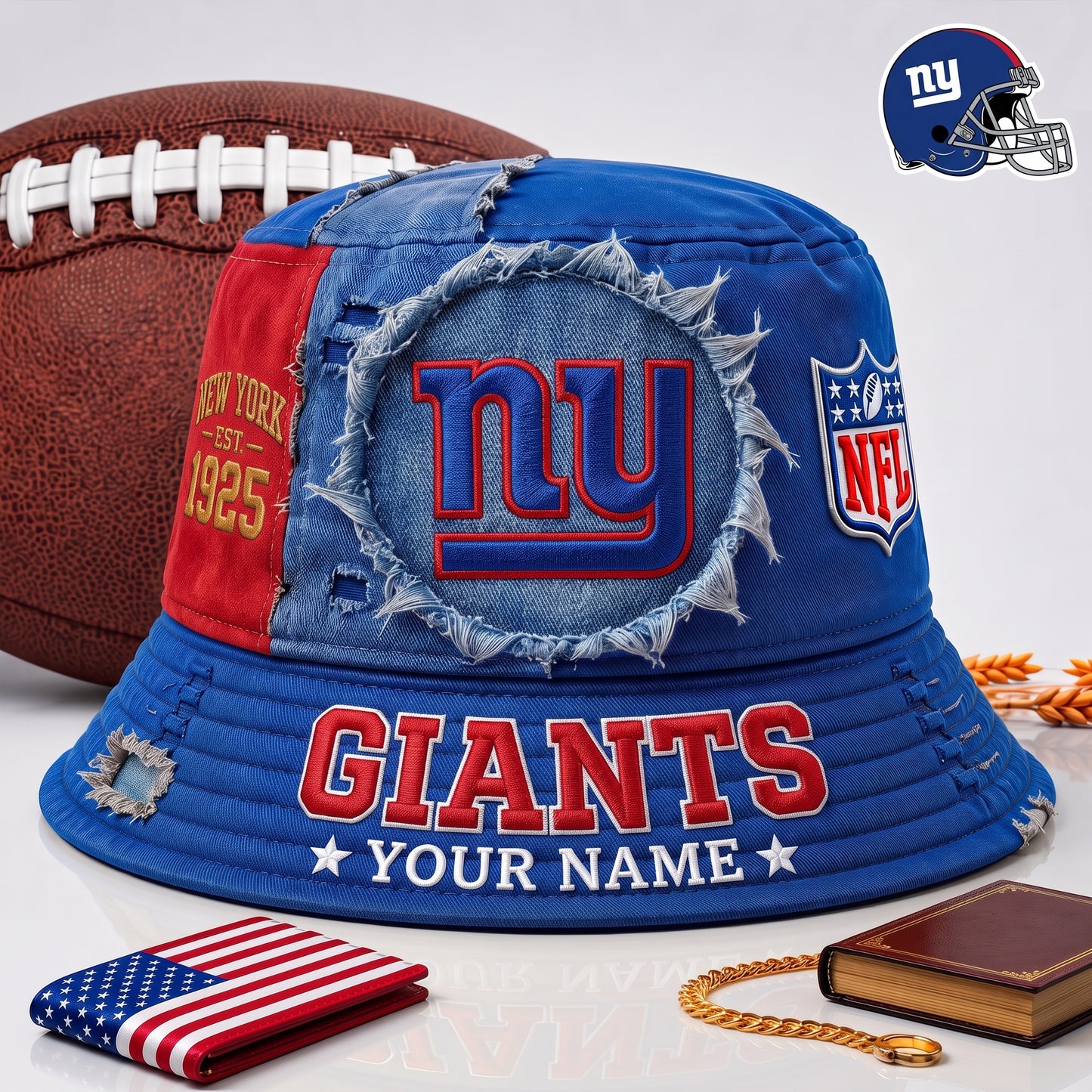 PREMIUM NFL  X NYG EXCLUSIVE Torn Fabric Legacy Bucket Hat For New Season 290626.