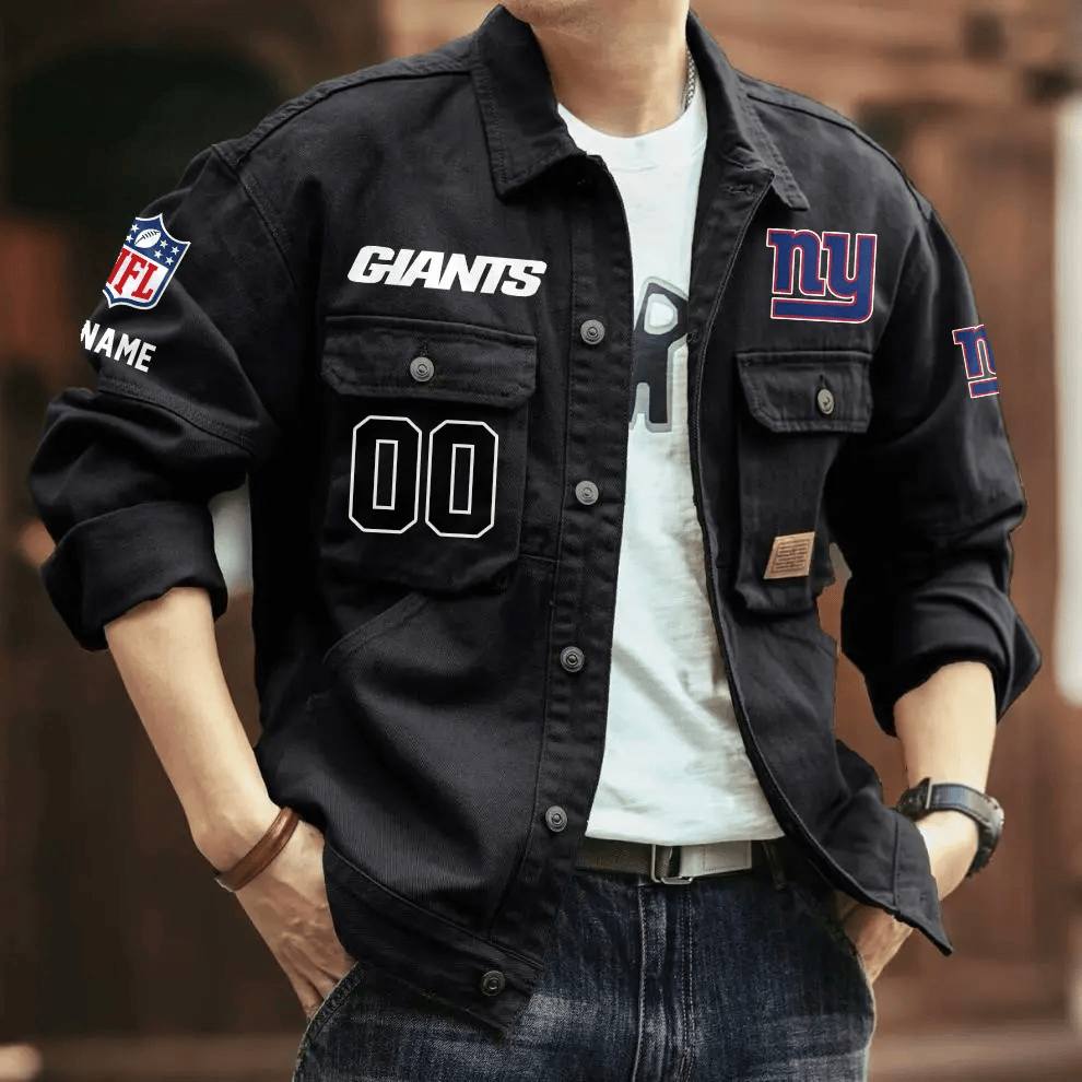 PREMIUM NFL X NYG Men's Denim Autumn Jackets NDT VHM 090626