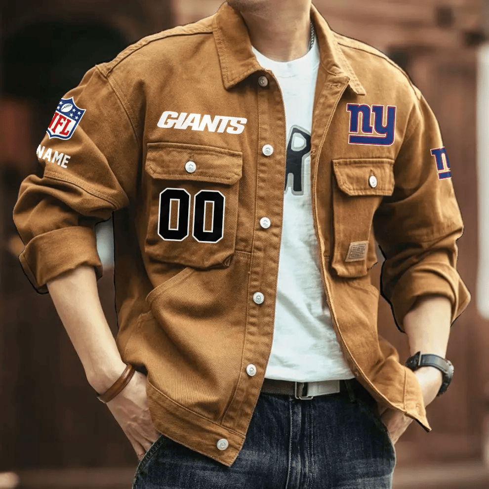 PREMIUM NFL X NYG Men's Denim Autumn Jackets NDT VHM 090626