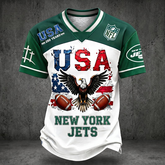 PREMIUM NFL X NYJ 250TH anniversary LUXURY V-Neck T- Shirt 130626