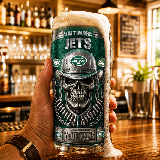 PREMIUM NFL X NYJ Beer Glass Custom Name Gifts For Fan NDT VHM 020626