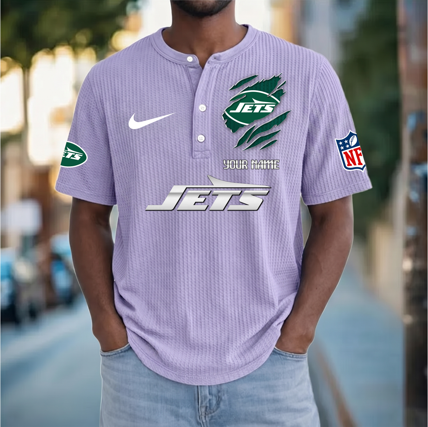 PREMIUM NFL  X  NYJ Crew neck button Henry Shirt Limited Editions NDT VHM 230426