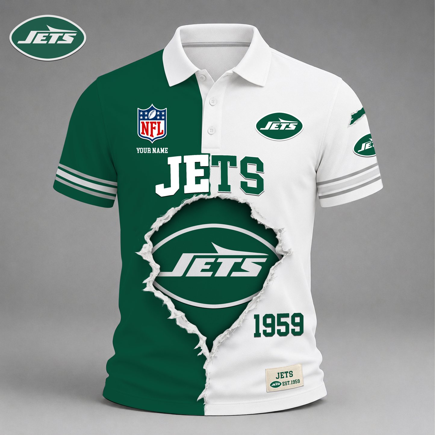 PREMIUM NFL X NYJ LUXURY V-Neck POLO SHIRT 150626