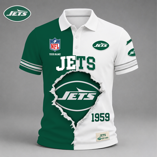 PREMIUM NFL X NYJ LUXURY V-Neck POLO SHIRT 150626