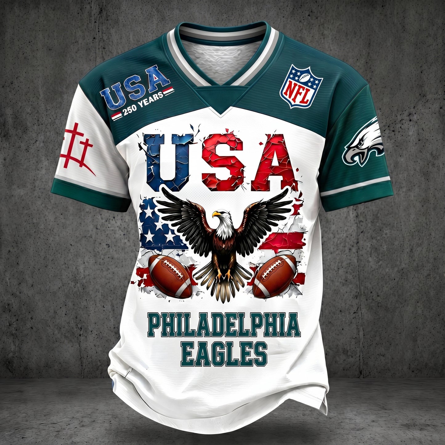 PREMIUM NFL X PE 250TH anniversary LUXURY V-Neck T- Shirt 130626