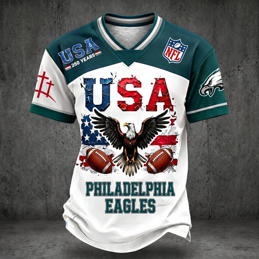 PREMIUM NFL X PE 250TH anniversary LUXURY V-Neck T- Shirt 130626