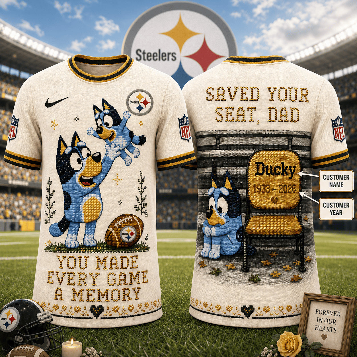 PREMIUM NFL X PS Custom Premium NFL 3D Faux-Stitch Dad Memorial Shirt NDT NTN 220526