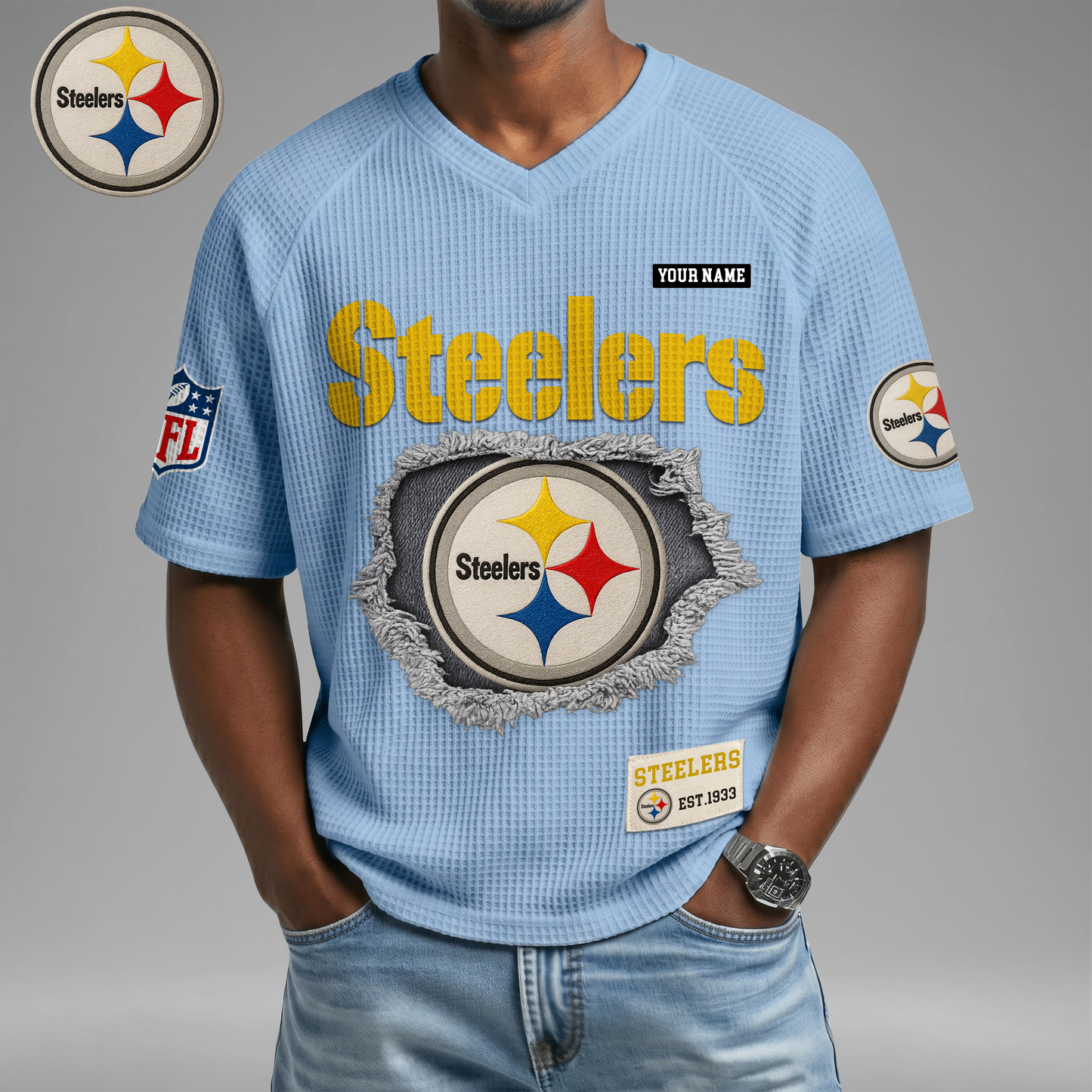 PREMIUM NFL X PS Game Day Waffle V-neck T-shirt 110626
