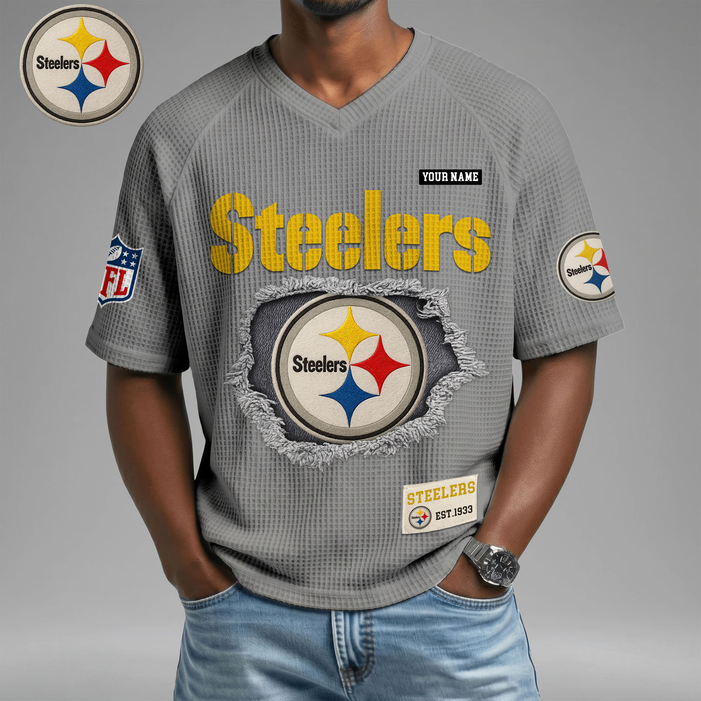 PREMIUM NFL X PS Game Day Waffle V-neck T-shirt 110626