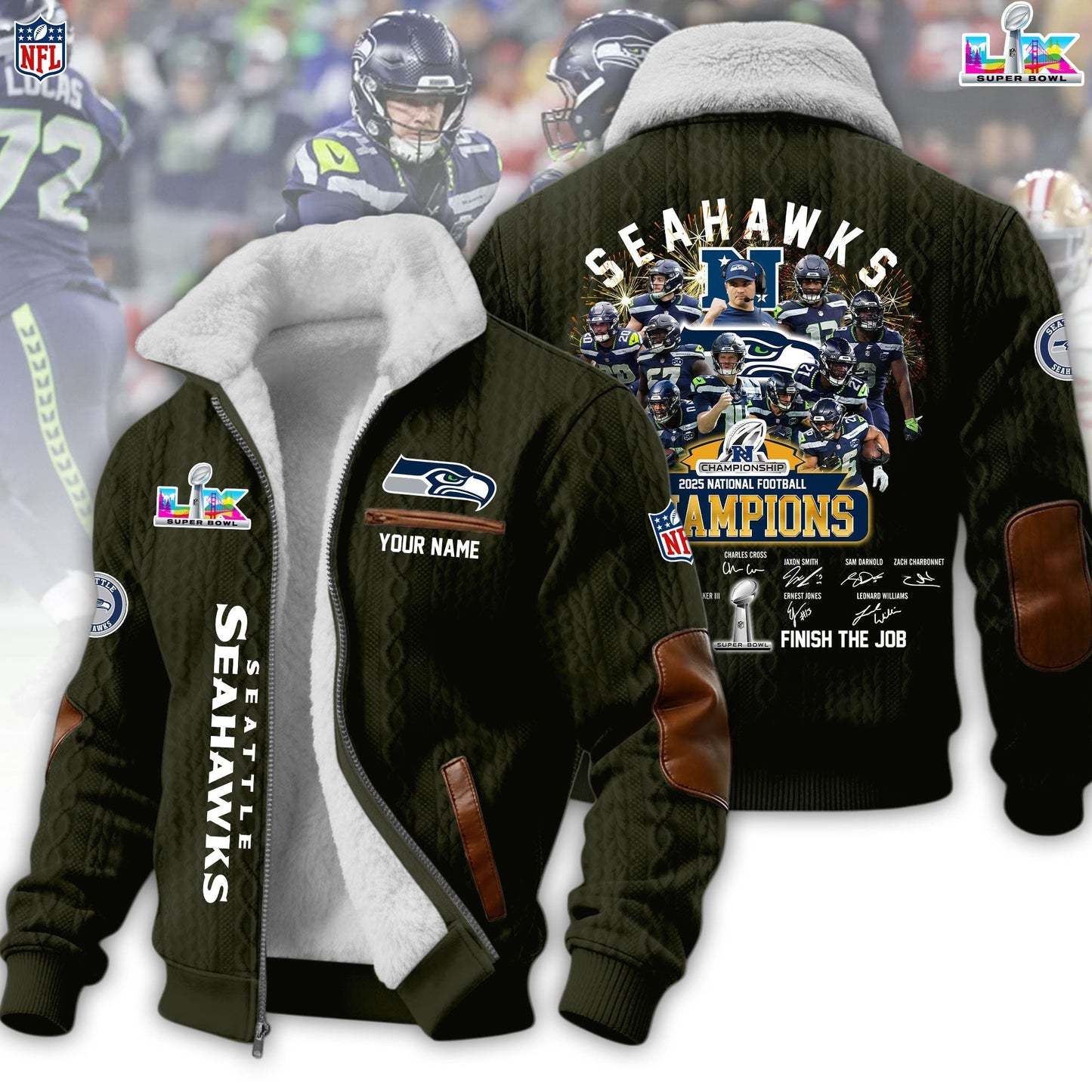 PREMIUM NFL X SEAHAW Fleece Jacket For Championship NDT LVH