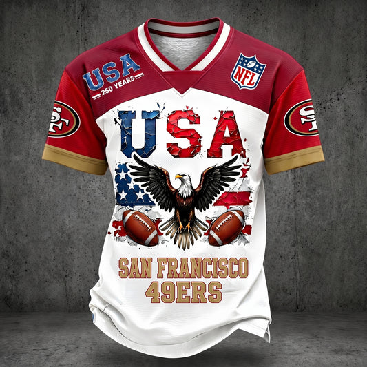 PREMIUM NFL X SF 250TH anniversary LUXURY V-Neck T- Shirt 130626