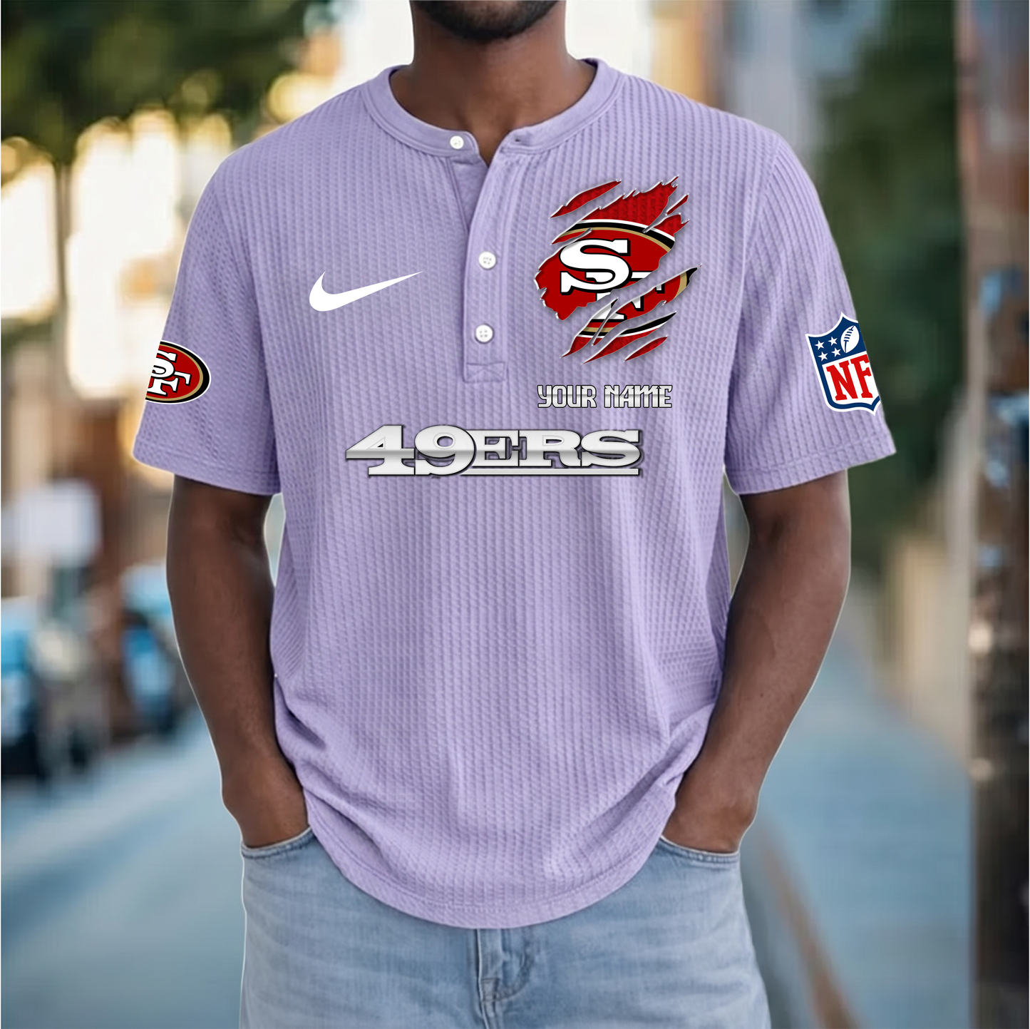 PREMIUM NFL  X  SF Crew neck button Henry Shirt Limited Editions NDT VHM 230426