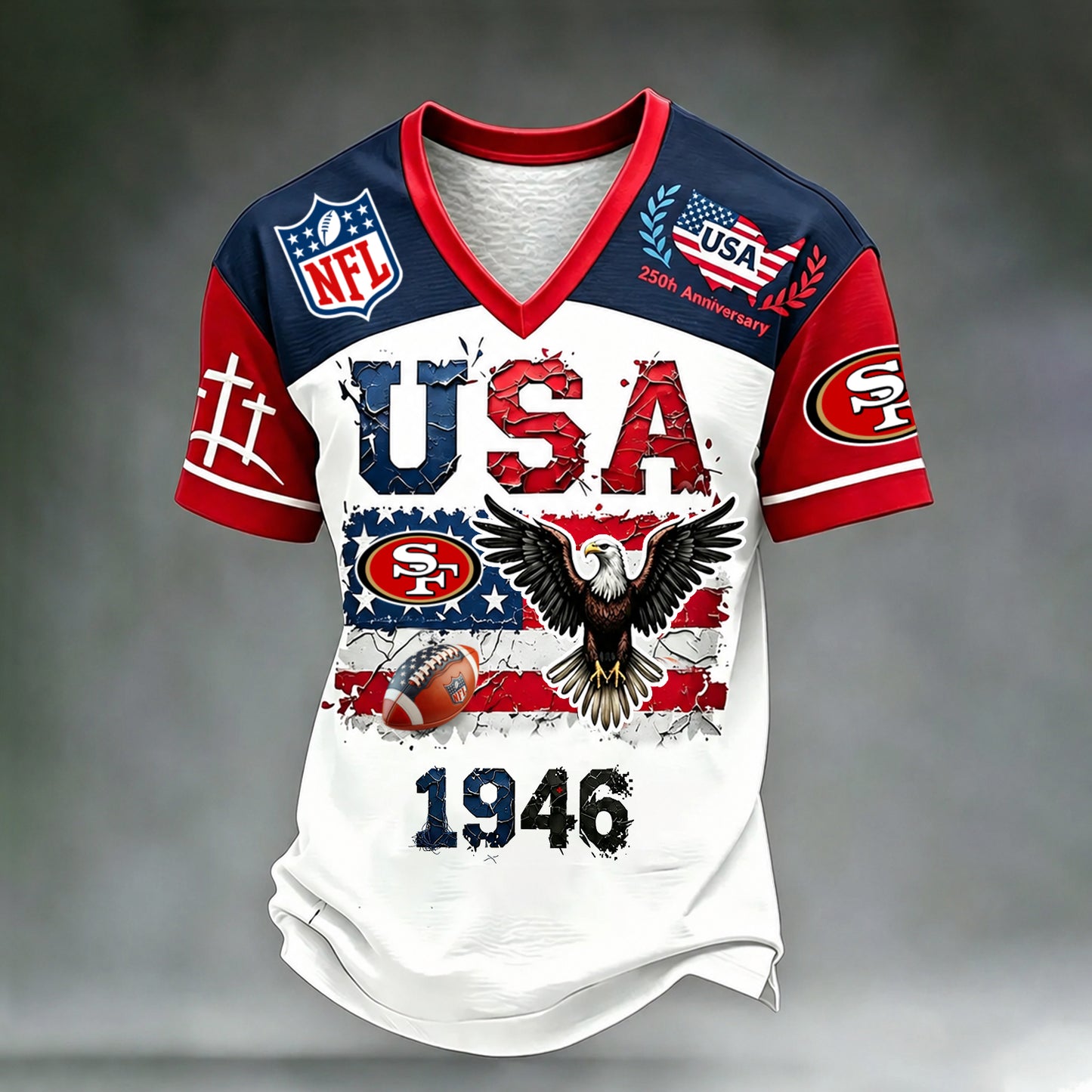PREMIUM NFL X SF LUXURY V-Neck T- Shirt V3 130626
