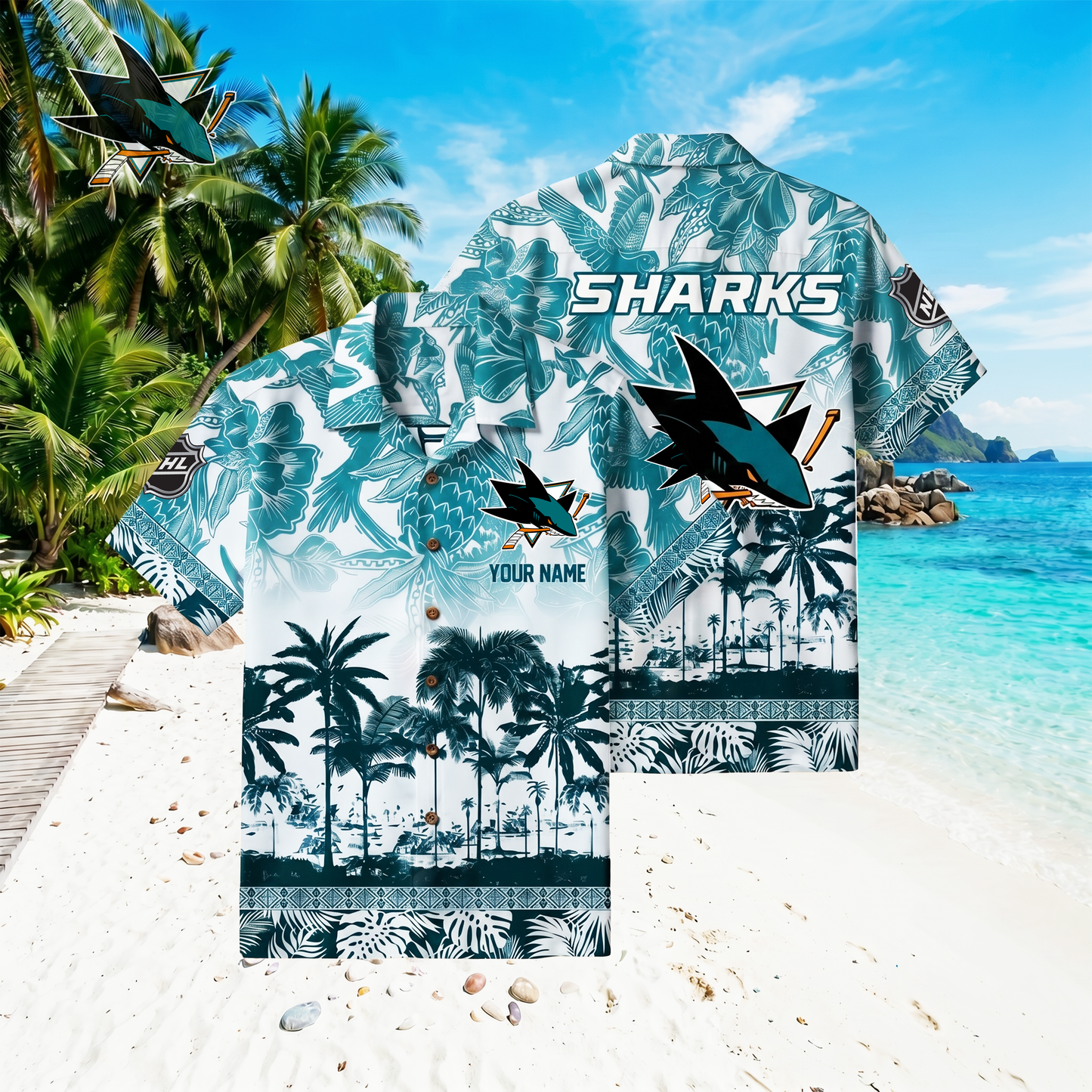 PREMIUM NHL X SJS Floral With Parrots Hawaiian Shirt NDT VHM 060526