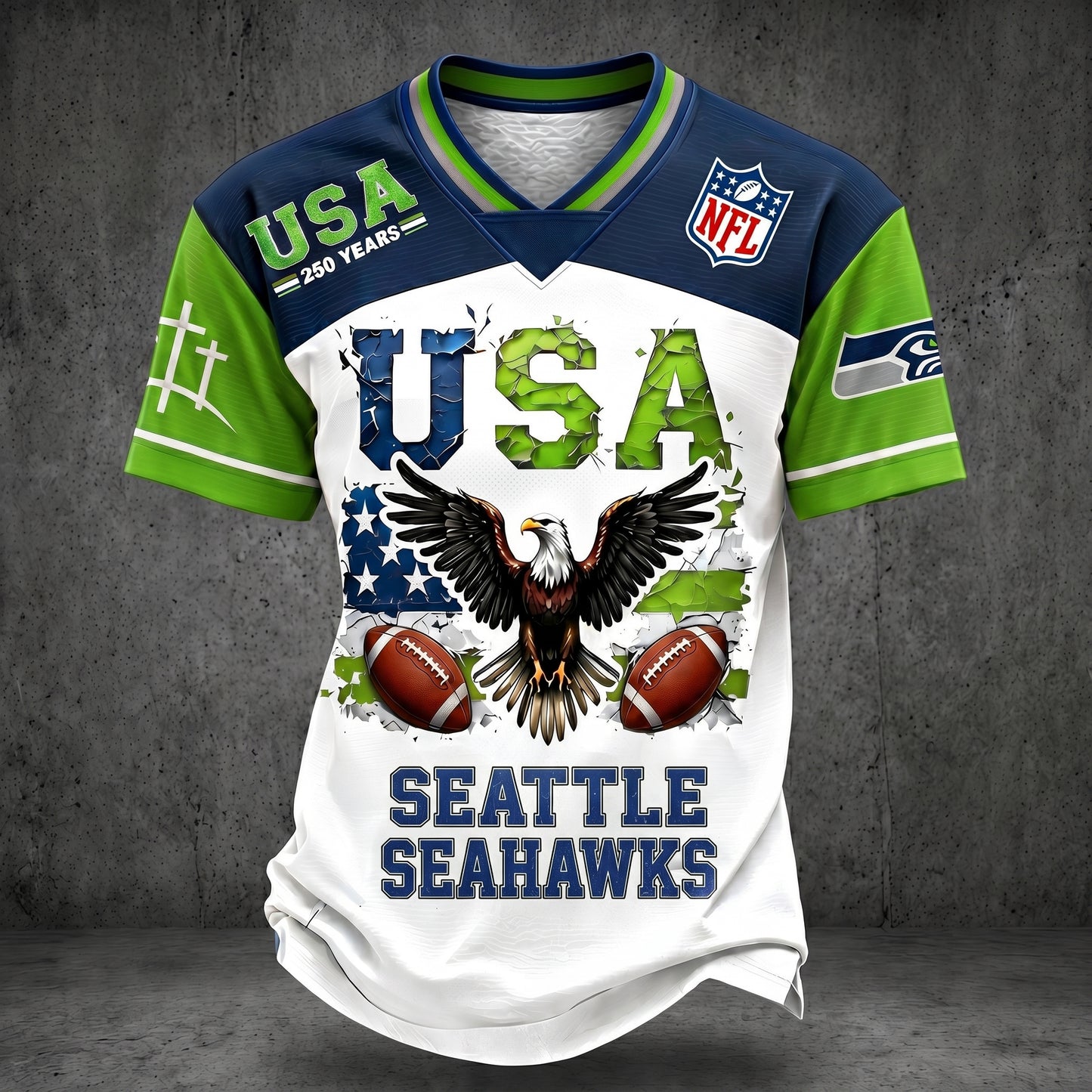 PREMIUM NFL X SS 250TH anniversary LUXURY V-Neck T- Shirt 130626