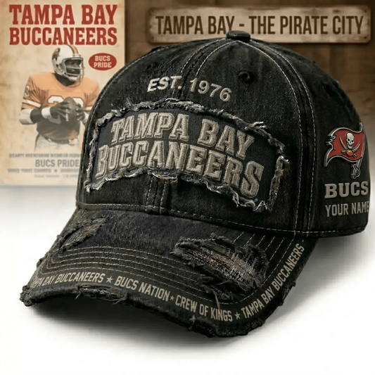 PREMIUM NFL X TB Denim Washed Custom Name HAT NDT NHM 050526